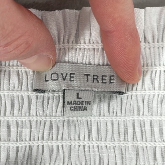 Love Tree Dress Womens Large White Maxi Panel Strapless Smocked Bohemian - Picture 12 of 17